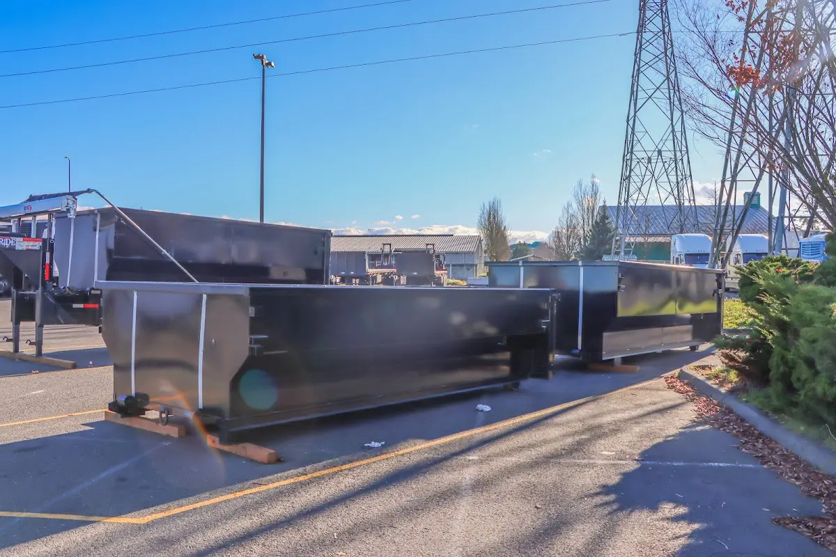 Roll-off dumpster ready for waste disposal at job site for 12 Yard Dumpster Rental in Wanaque